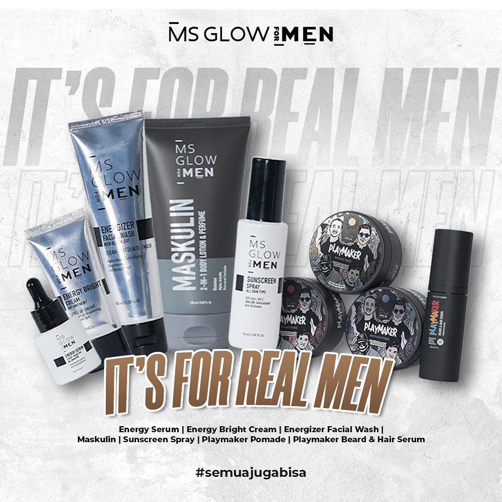 (BISA COD & FREE POUCH) MS Glow For Men Paket Basic / Komplit / Lengkap / Hair / Playmaker Pomade / 