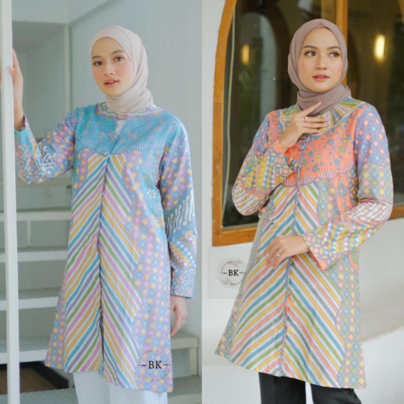 TUNIK BATIK MODERN SOFTCOLOR MOZAIK || ATASAN WANITA || M-L-XL-XXL-3L