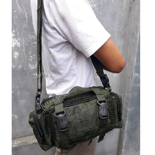 Tas Selempang TNI POLRI Tas Samping Hijau