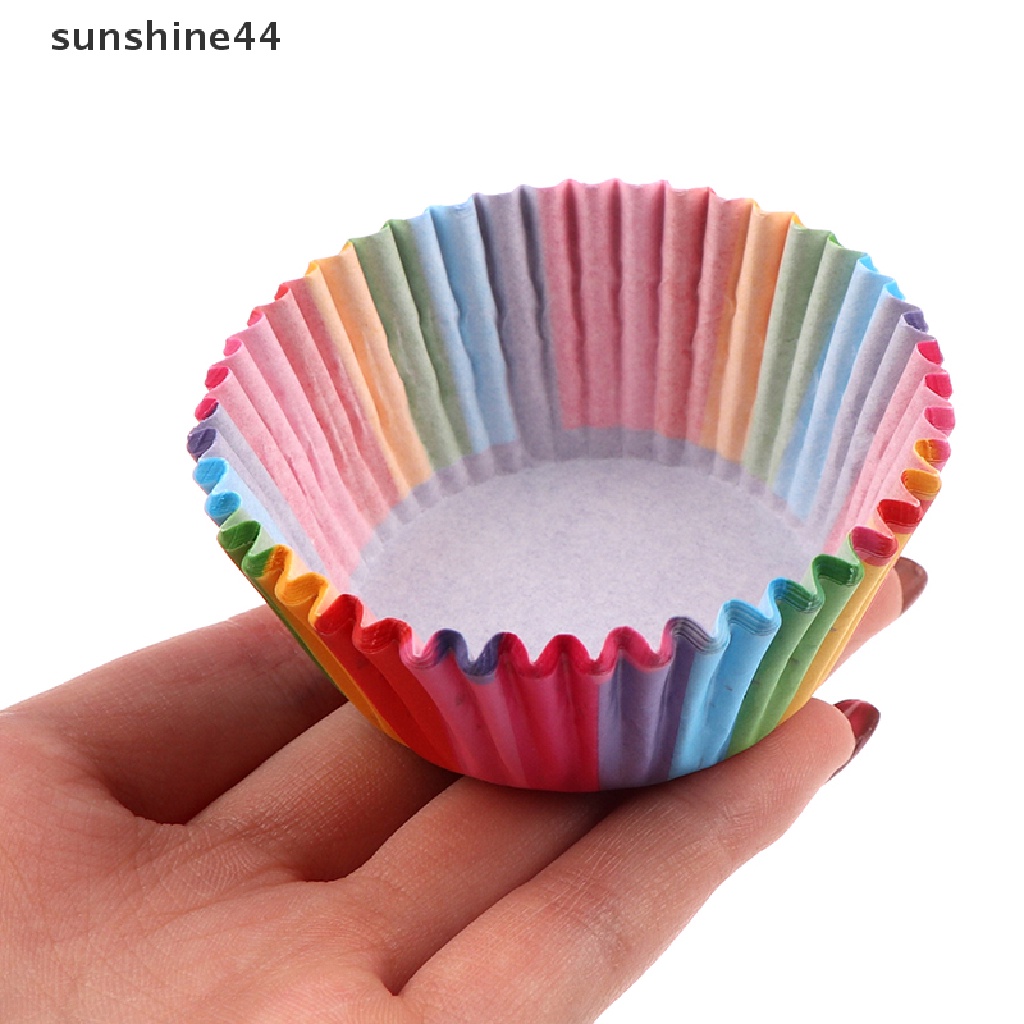 Sunshine 100pcs Kertas Cetakan Cupcake Warna Hujan