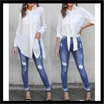 Baju Tunik Putih Wanita Remaja Import Murah Kekinian Terbaru 20201Tunix ikat Bahan Katun Rayon Fit L