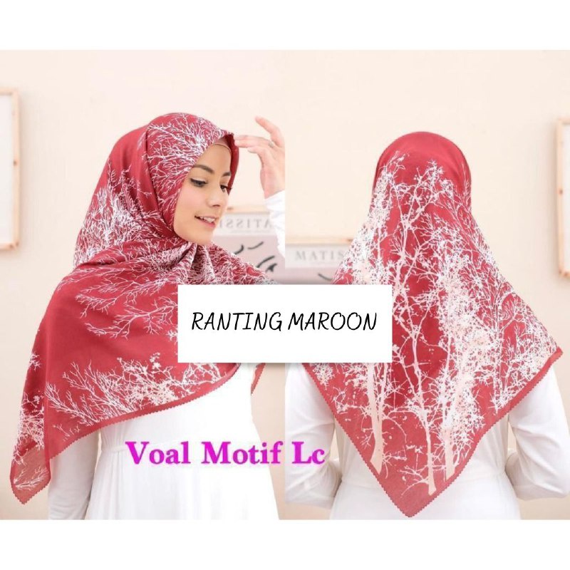 Jilbab denay kw motif  RANTING MATOON Hijab Segiempat Voal Motif Lasercut
