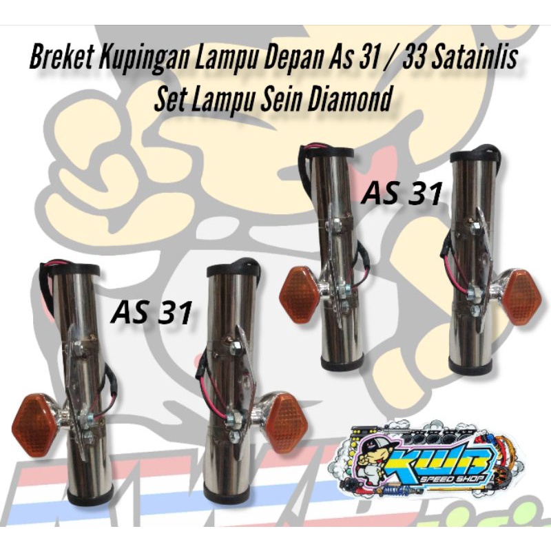 Breket stainlis kupingan stainless lampu pesek as 31 33 set lampu sein diamond cb gl megapro tiger