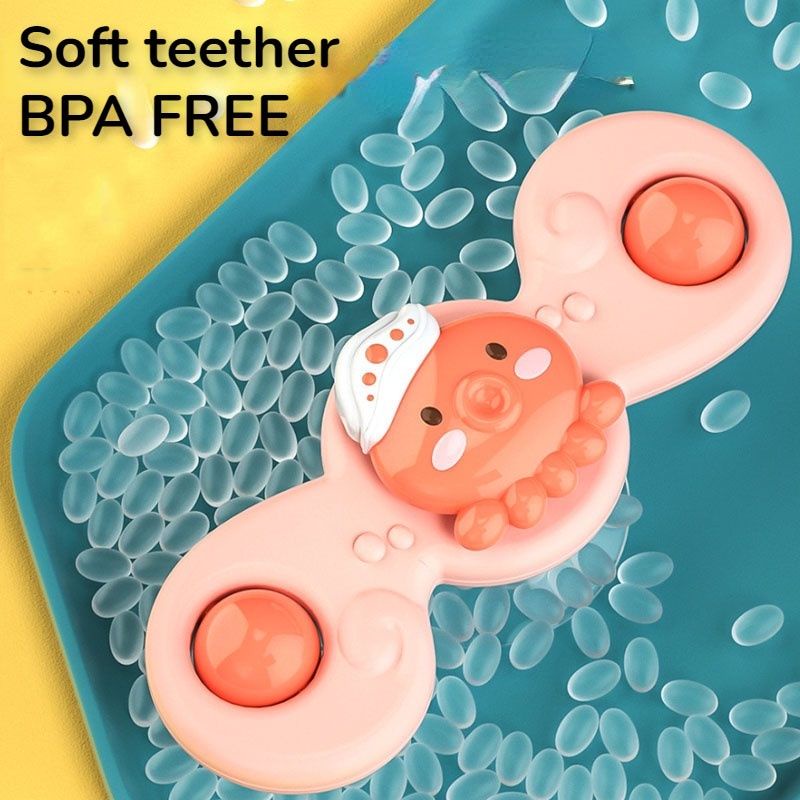 mainan anak baby toy toys fidget spinner bayi with suction montessori spiner edutoys sensory skill motorik belajar anti bosan di mobil kaca car bored cewek cowok laki perempuan hadiah kado mainstream teether bpa free viral mainan mandi bath toy toysk