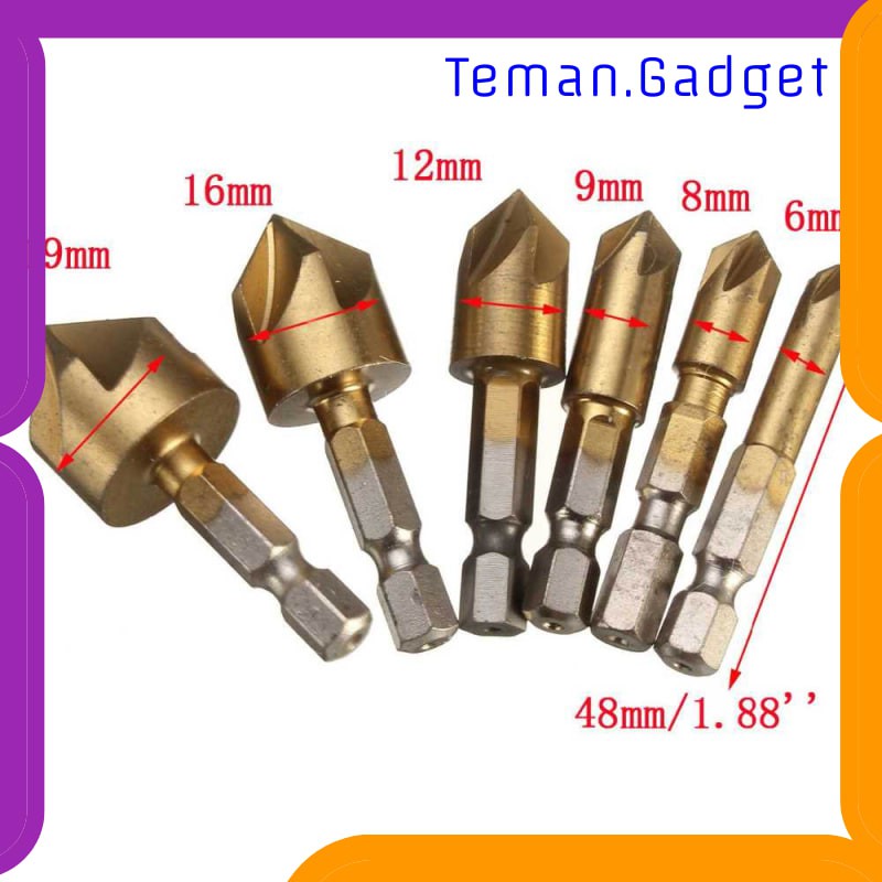 TG-DE123 Mata Bor Drill Bit Countersink HSS 6-19mm 6 PCS - BT3