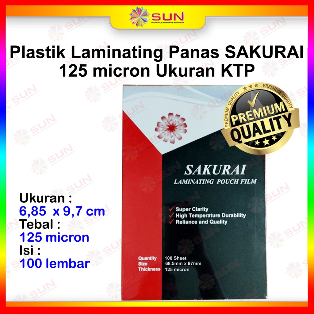 

Plastik Laminating Laminasi Panas KTP SIM ID Card Sakurai / GKTech Hot Laminating 80 micron / 125 micron / 250 micron