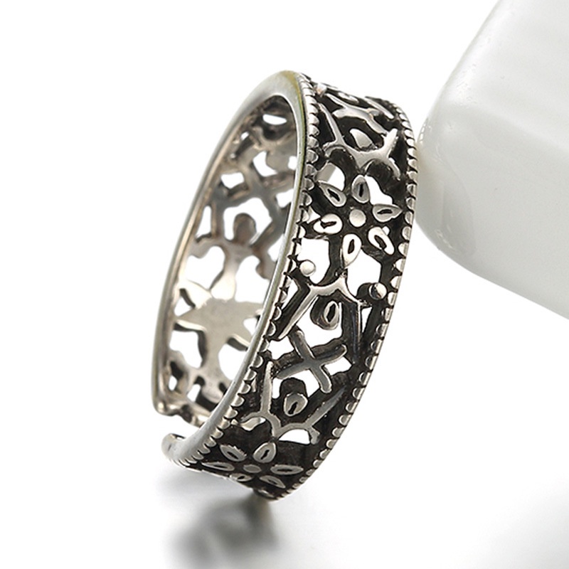cincin perak 925 asli untuk wanita/Cincin yang Dapat Disesuaikan totem Perhiasan Retro