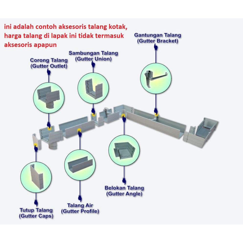 Talang air kotak PVC SG-220 RG-220 8&quot; 8 inch 22 cm ada merk LANGGENG atau MASPION per batang 4m