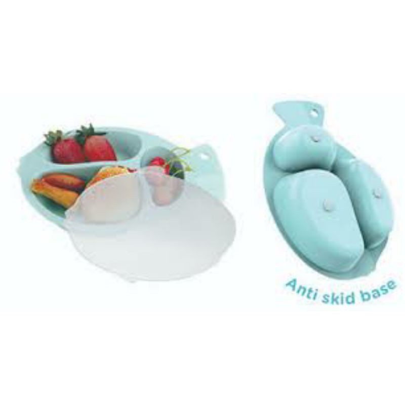 Baby Safe Fish Divided Plate With Transparent Lid