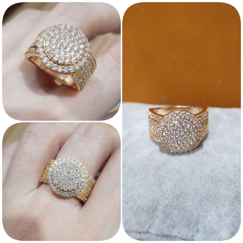 Cincin zircon premium lapis emas anti karat anti alergi Ring Zircone gold 010