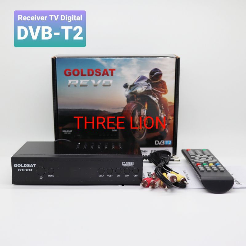 Receiver TV Digital Merek Goldsat Revo untuk terima siaran TV digital, menggunakan antena TV UHF