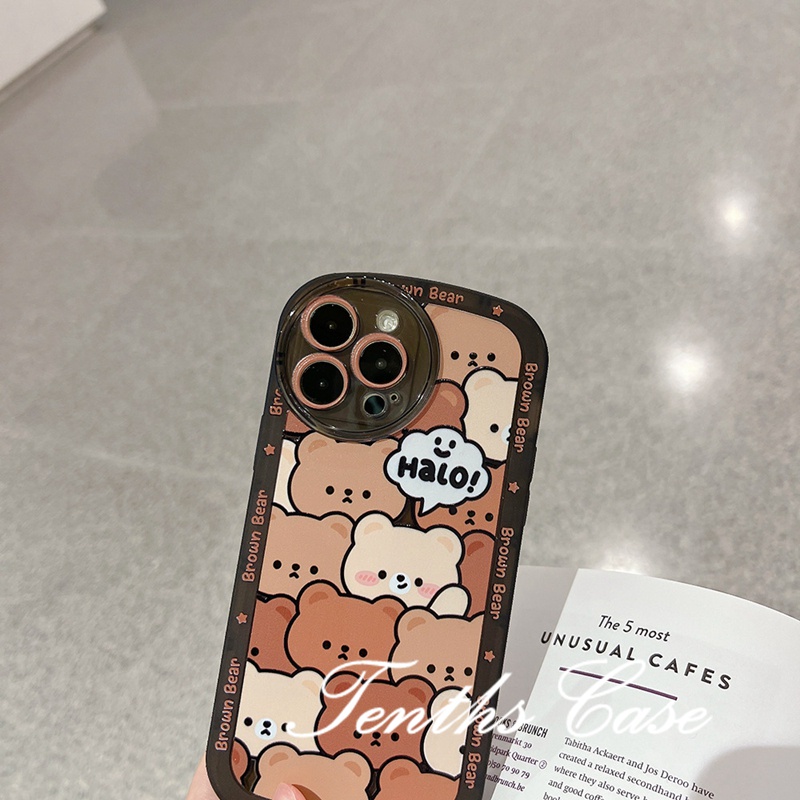 Redmi Note12 A1 A1+10C 10A 10 9A 9C 9 9T Note 11s 10s 9s 11 10 9 8 ProPoco X3 NFC X3Pro X3 Mi11 10 12T 11T 11Lite Poco M3 Full Layar Cute Bear Phone Case Soft Clear Sarung
