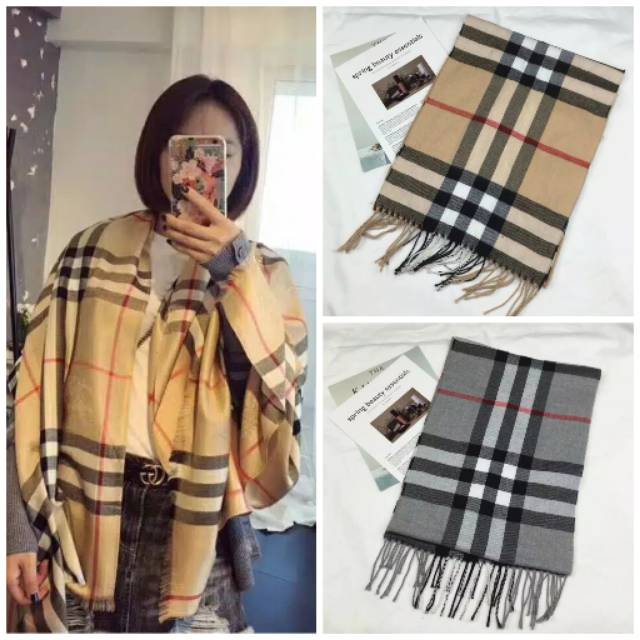  Syal  Musim  Dingin  Burbery Cashmere Pria Wanita  Winter 