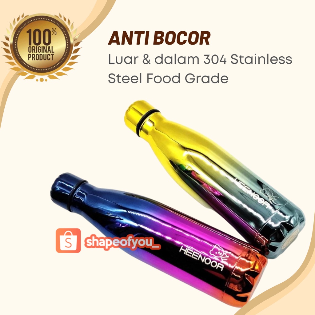 BOTOL MINUM TERMOS TUMBLER BOWLING RAINBOW HEENOOR STAINLESS 500ML - bubble + kardus premium berkualitas