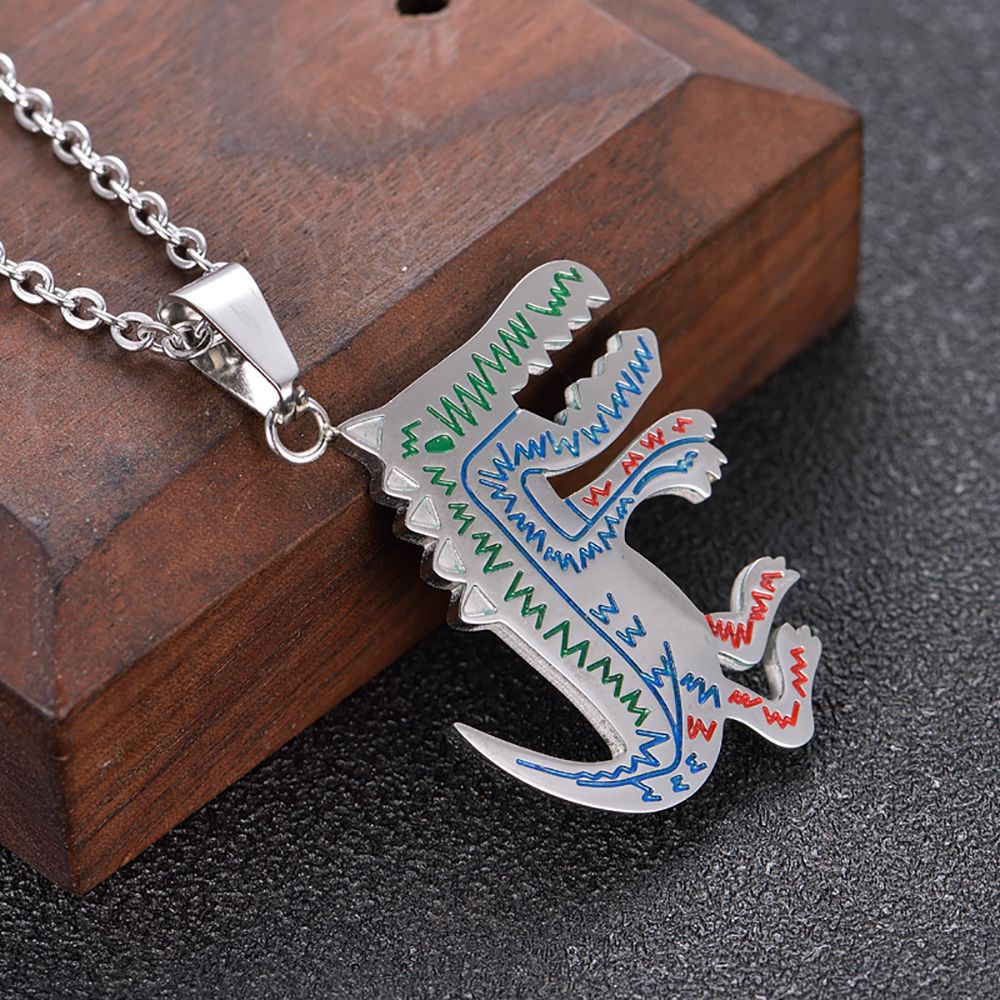 MXBEAUTY Cute Dinosaur Necklaces Trendy Fashion Jewelry Korean Style Clavicle Chain Graffiti Animal Female Cool Personality Simple Men Necklace