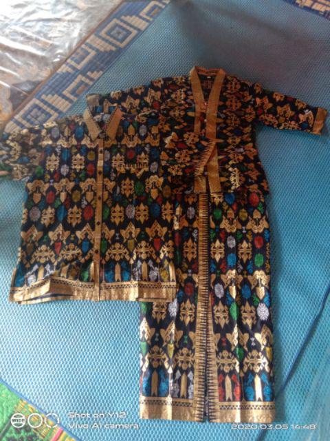 Sarimbit Couple Pasangan Batik Rok N Blus  Span Panjang Wanita Santika Prodo Biru