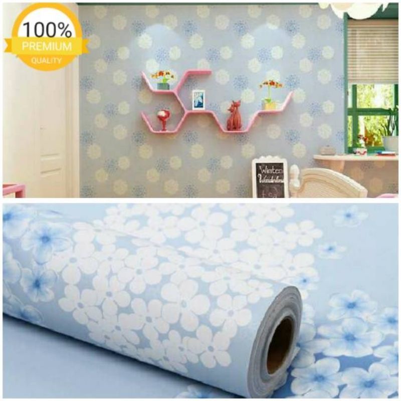 Wallpaper Dinding Sticker Dinding Bunga Dandelion Biru