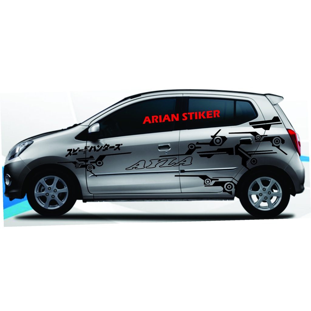 Stiker cutting ayla stiker striping bodi samping mobil ayla stiker mobil daihatsu ayla terbaru