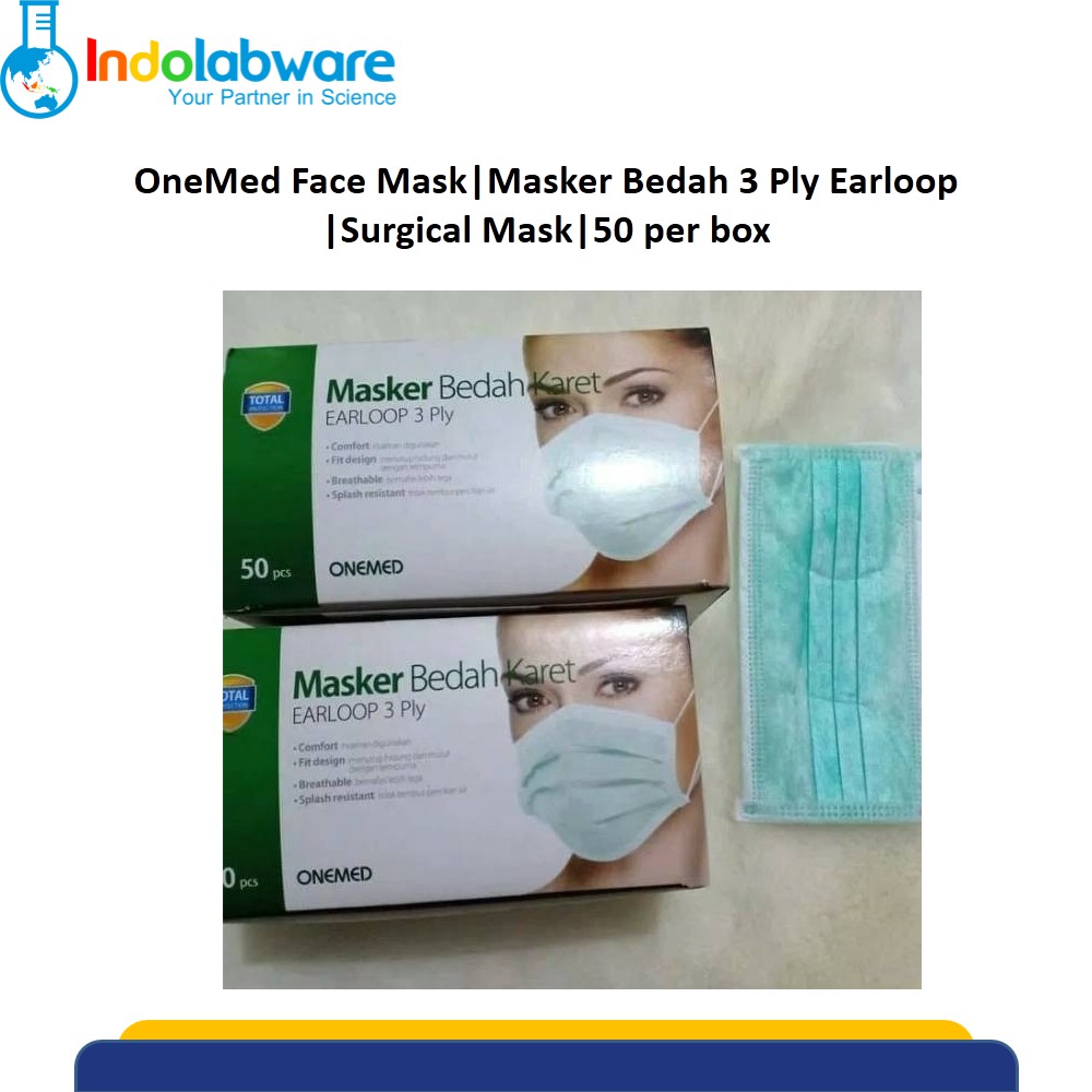  OneMed  Face Mask Masker  Bedah 3 Ply Earloop Surgical 