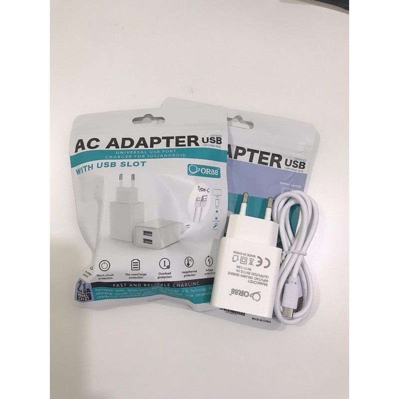 (P) AC Adapter Quick Charger with 2 port USB / Quick Charger Model CH21 2.1A OR88