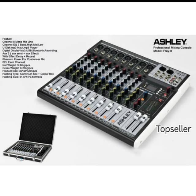 MIXER AUDIO ASHLEY PLAY 8 BLUETOOTH (8CHANNEL) ORIGINAL