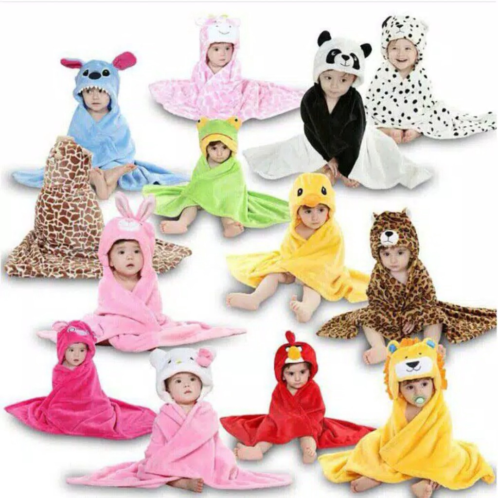 Selimut Bayi Topi Boneka 3D / Selimut Bayi Karakter Fleece - Seri B