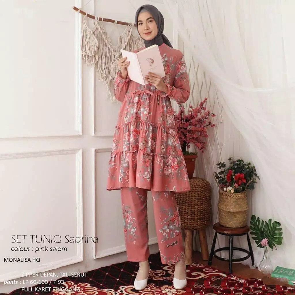 [ BUY 1 GET 1 FREE ] Set tunik sabrina | celana + tunik l setelan bangkok