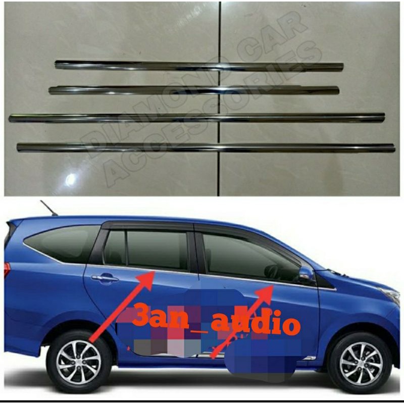 list lis pintu kaca samping mobil calya sigra chrome