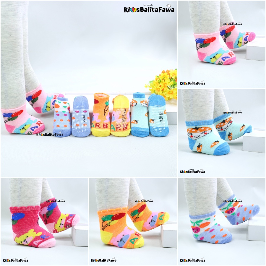 (ISI 6-12 PC) Kaos Kaki Bintik Karakter Bayi / SNI Tebal Baby Socks Anti Slip Kaus Kaki Perlengkapan Bayi Babycinnamon