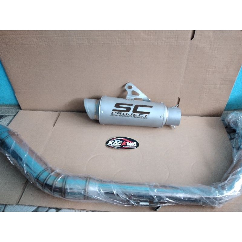 Knalpot Racing Sc Project Sandblash Cbr150r R15 v3 Satria fu Cb150r Vixion Mx king Tiger-5