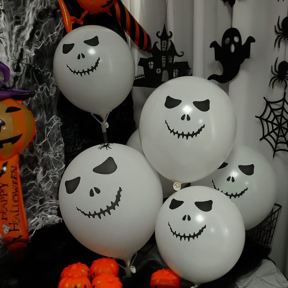 10pcs / Set Balon Latex Motif Kelelawar / Penyihir Seram Ukuran 12 &quot;Untuk Dekorasi Pesta Halloween