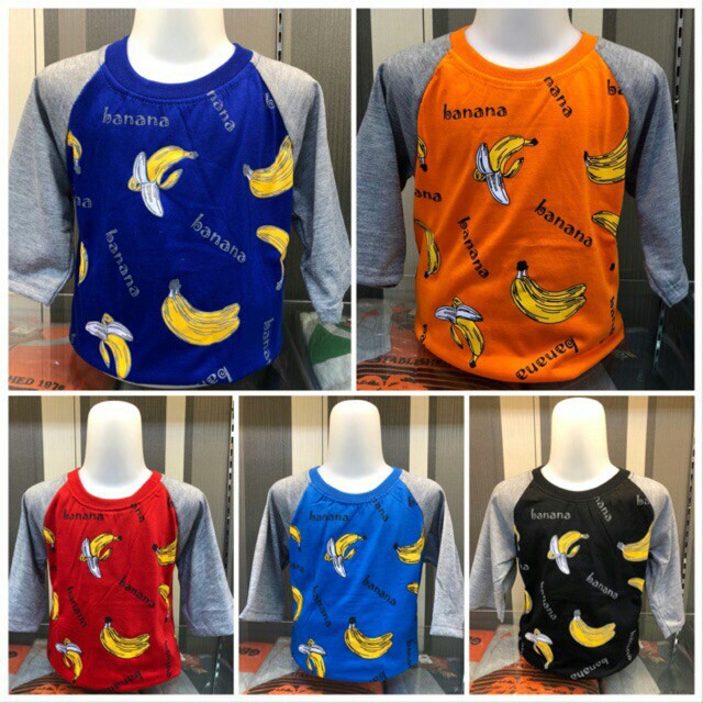 Kaos Banana Anak / Kaos Raglan Banana Anak" / Kaos Raglan 3/4 / Kaos Raglan Anak Warna