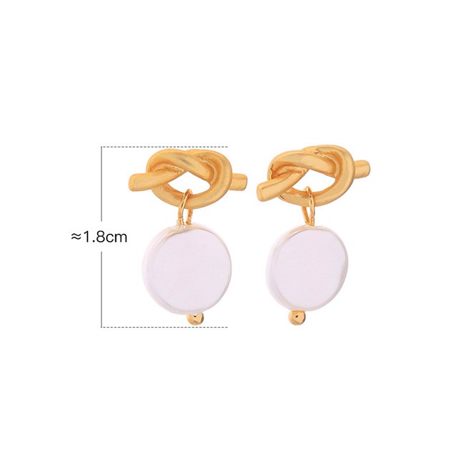 LRC Anting Tusuk Fashion Gold Geometric Round Acrylic Earrings F95563