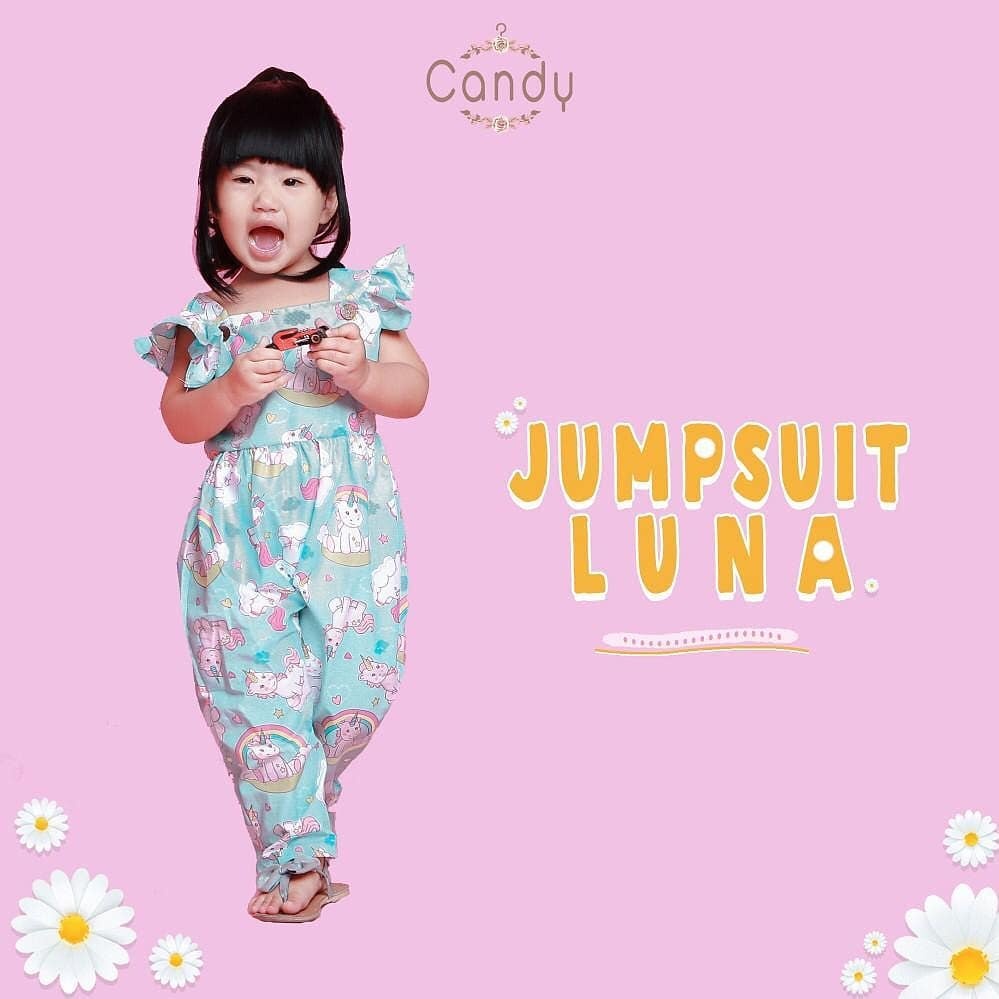 JUMPSUIT ANAK PEREMPUAN CANDY LUNA MOTIF LUCU USIA 1-4 TAHUN