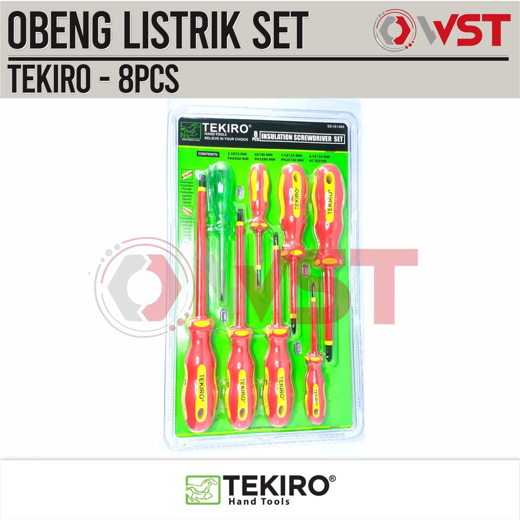 Tekiro Obeng Listrik Set 8pcs / Obeng Set Listrik / Insulation Screwdriver