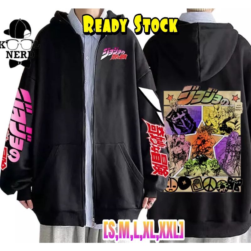 JOJO'S BIZARRE ADVENTURE KILLER QUEEN JAKET ZIPPER RESLETING ANIME PETUALANGAN ANEH JOJO KUALITAS DI