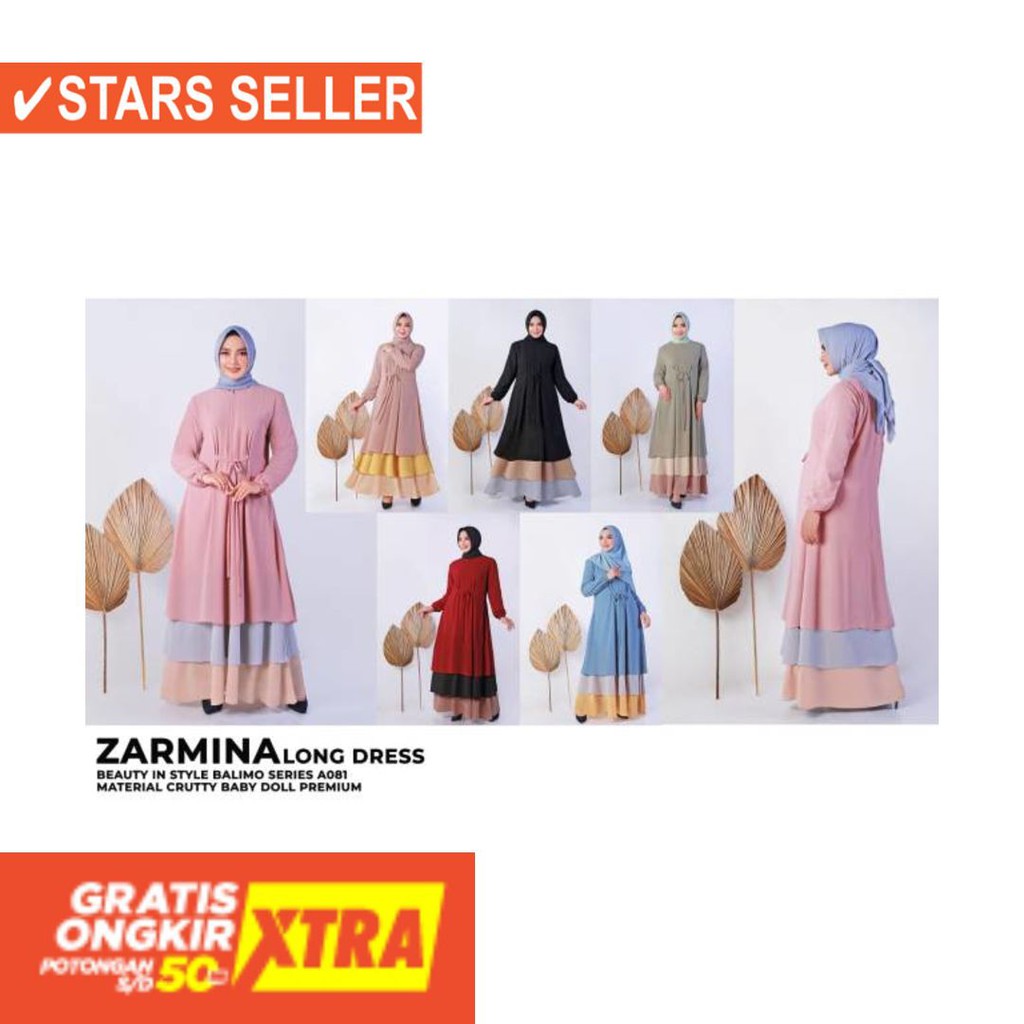 BAJU MUSLIM TERKINI TERBARU WANITA MURAH CEWE ASLI / Balimo Zarmina Series A081