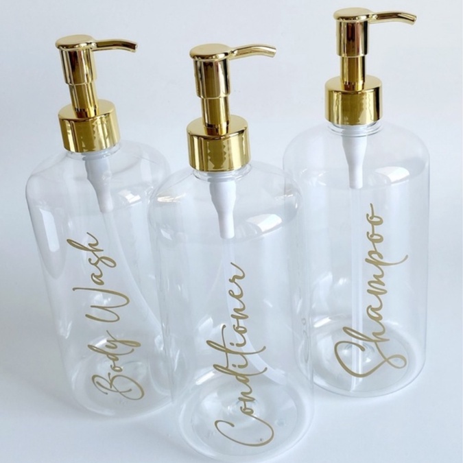 Botol Pump 500ml Bening / Botol Sabun Cair Pump Clear Gold 500ml Luxury