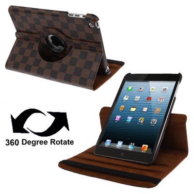SS5206 - LV 360 ROTATE LEATHER CASE IPAD MINI 1 / 2 / 3 COFFEE BROWN