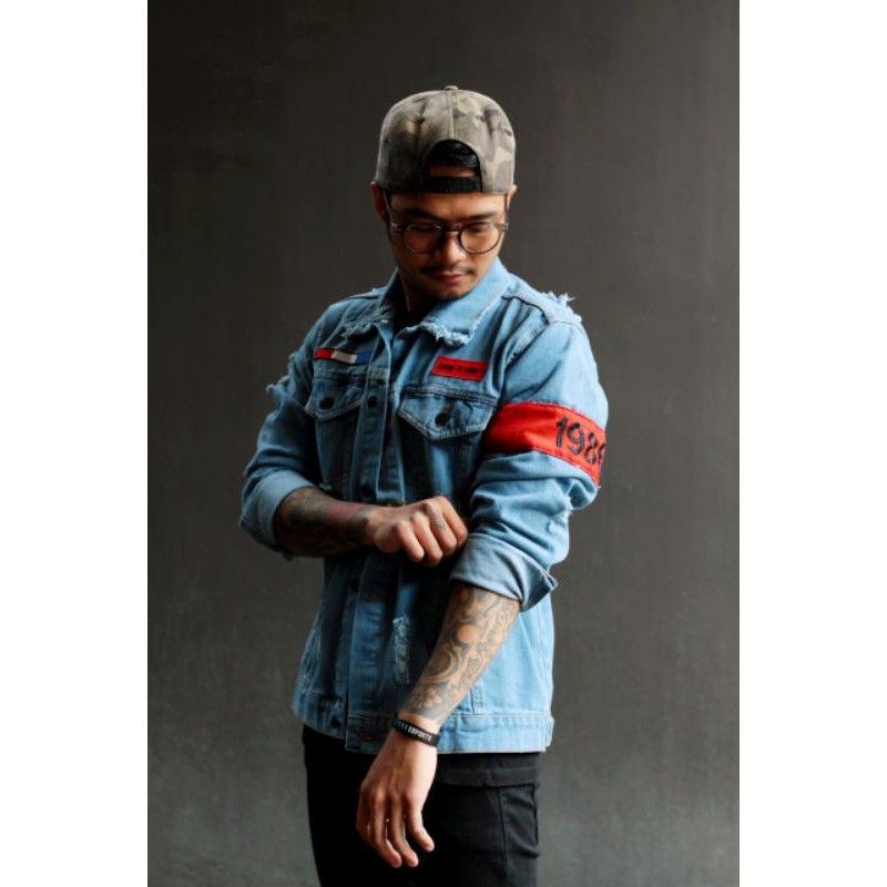 Jaket jeans murah/Japanese Ripped Jacket Denim LOD™/jaket jeans sobek/jaket