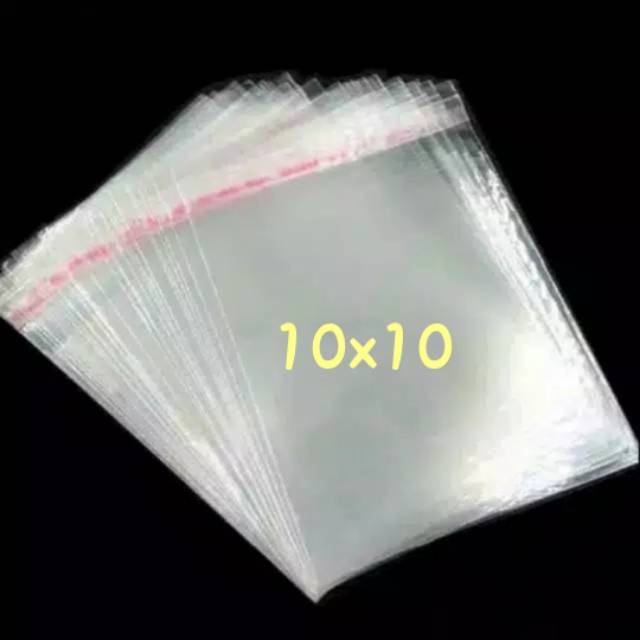 

OPP 10x10 roti kue plastik dengan perekat 1 pak isi 100lembar