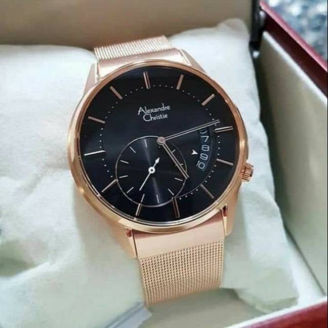 Jam tangan alexandre christie ac8519 rose black 8519