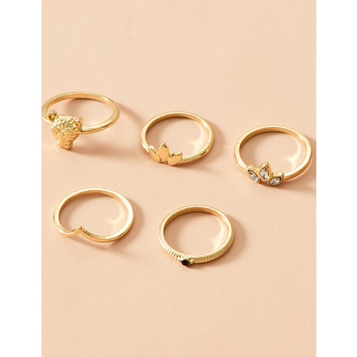 LRC Cincin Set Fashion Gold Color Leopard Head Diamond P33548