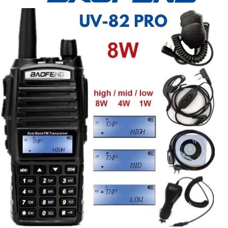 SALEE.. BISA COD LANGSUNG KIRIM - HT UV-82 PRO 8watt 5000mAh Walkie Talkie Walky Talky HT Radio UV82