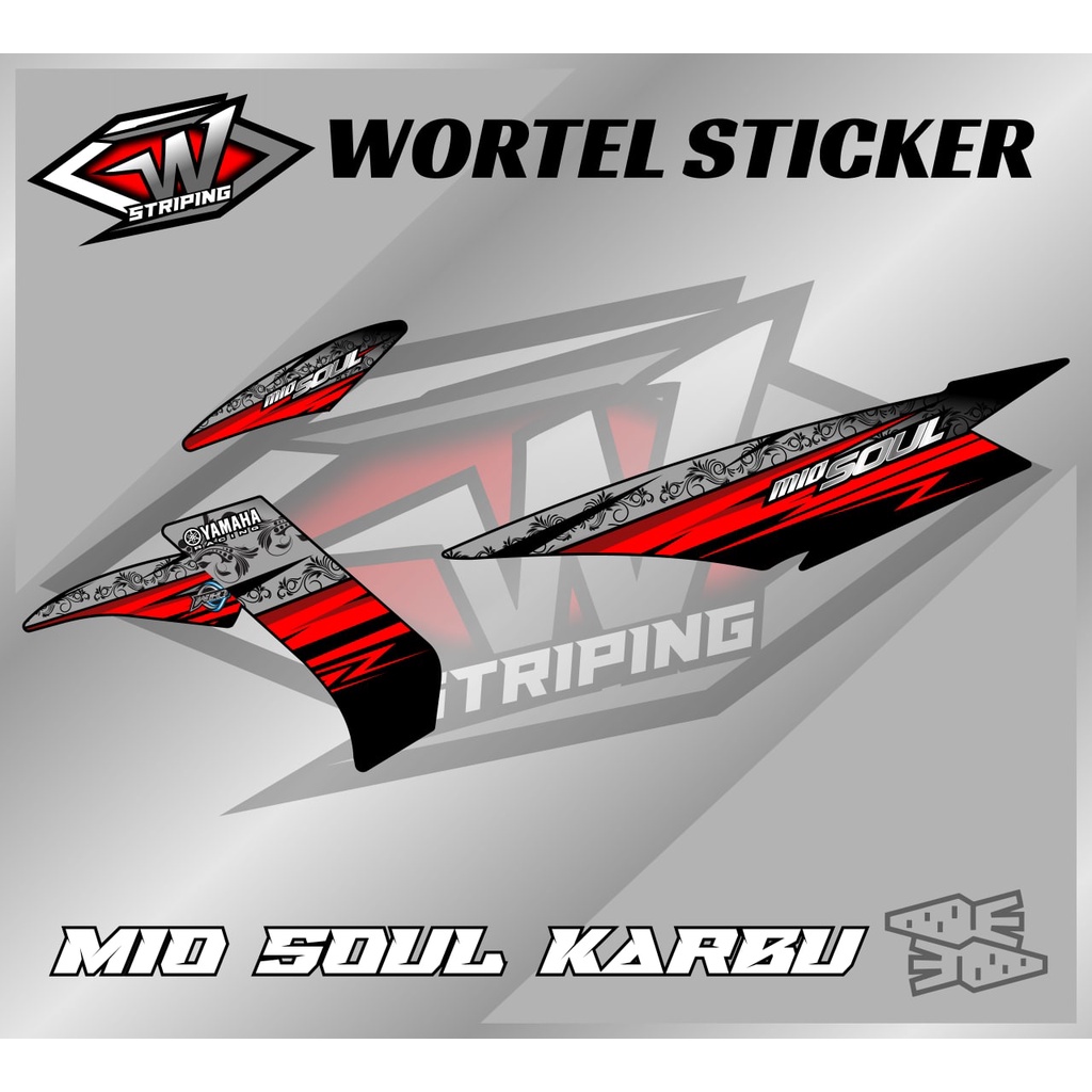Striping Mio Soul Karbu-Striping Stiker Hologram Motor Mio Soul Karbu Racing Floral