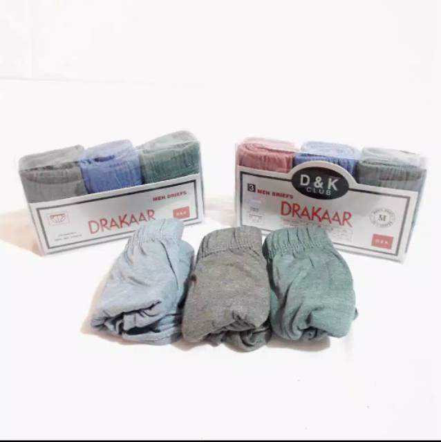 (3pcs) celana dalam pria  drakar mika s.m.l.xl/ cd pria / celana dalam laki / underwear