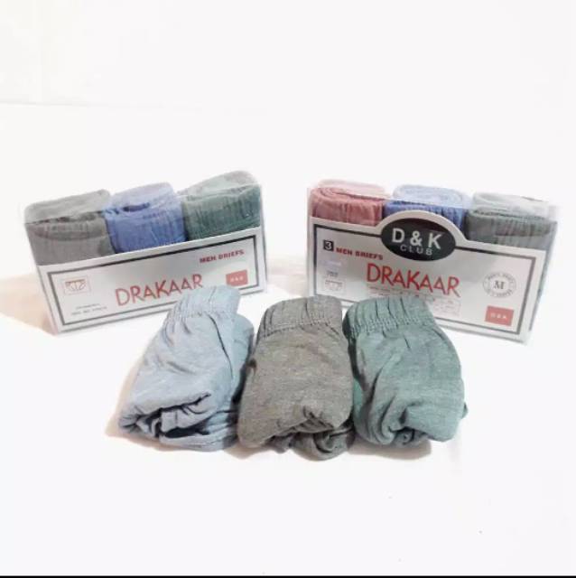 (3pcs) celana dalam pria  drakar mika s.m.l.xl/ cd pria / celana dalam laki / underwear