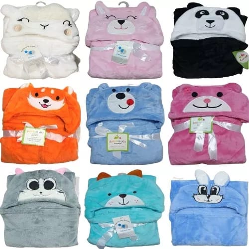 Selimut Bayi Topi Boneka / Selimut Bayi Karakter Fleece