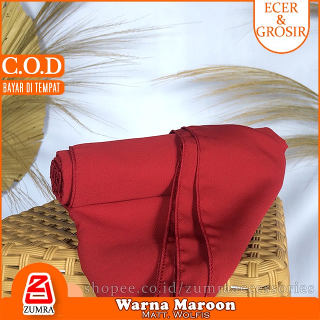 Pashmina Wolfis Super Jumbo 200 x 100 cm Pasmina Woolpeach Syari Premium Ala Malay Exclusive-Maroon