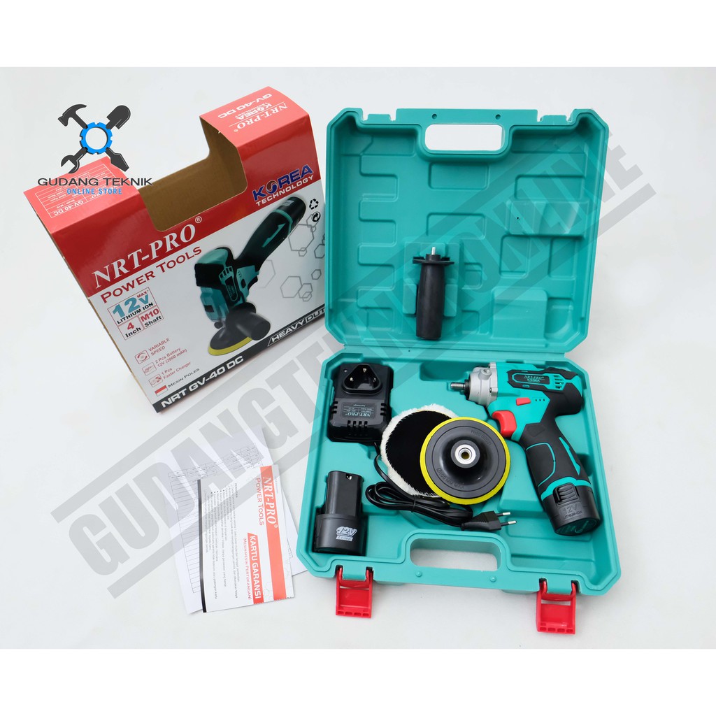 NRT PRO GV 40 DC / Cordless Polisher 4 Inch NRT GV40DC Mesin Poles Mobil Baterai 12V